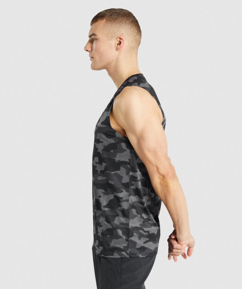 Men's Gymshark Arrival Sleeveless T-Shirts Camo | NZ 5GXFND